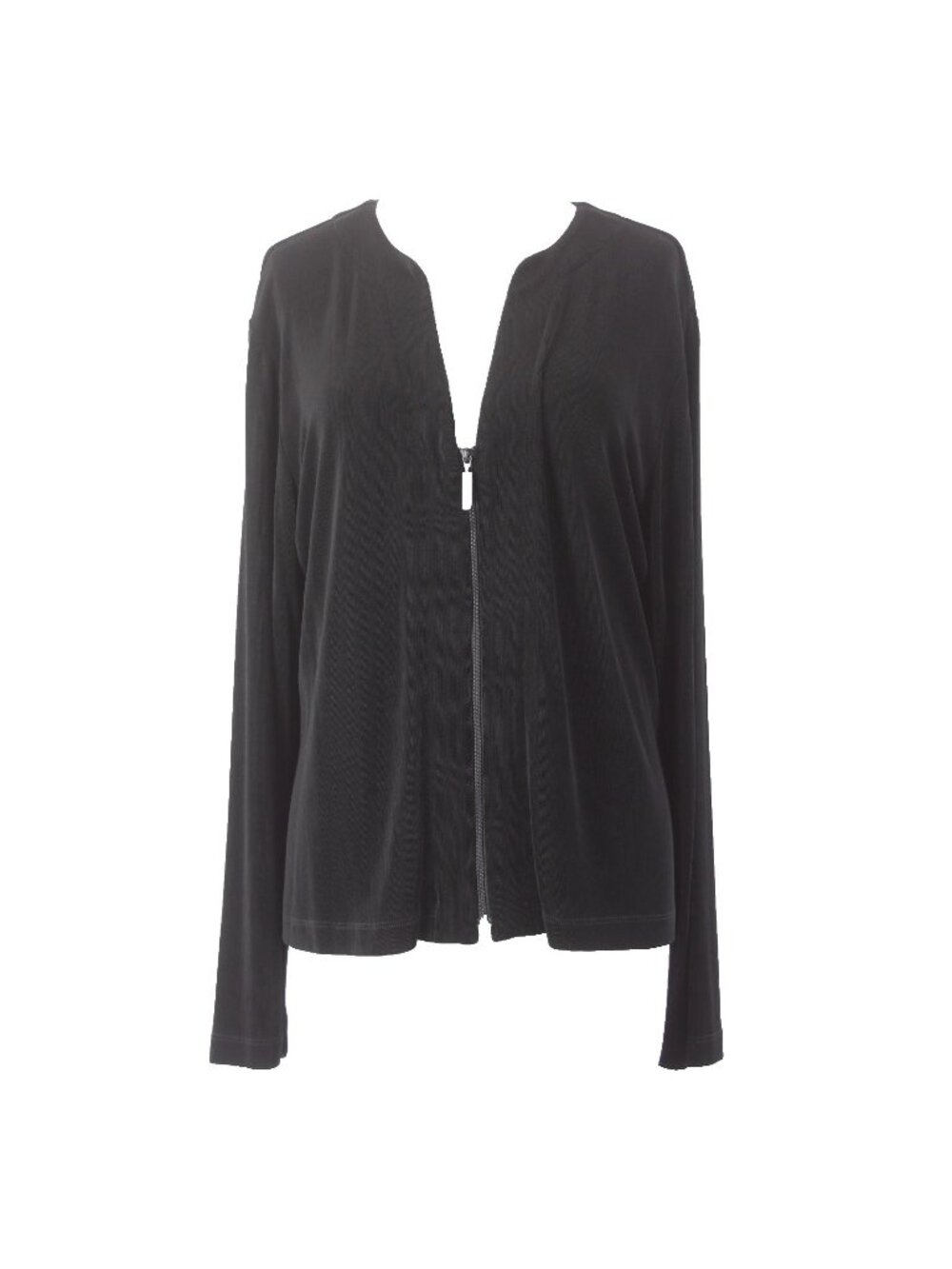 Chicos Jacket Travelers Sz 3 Black Full Zipper Acetate Spandex Jacket